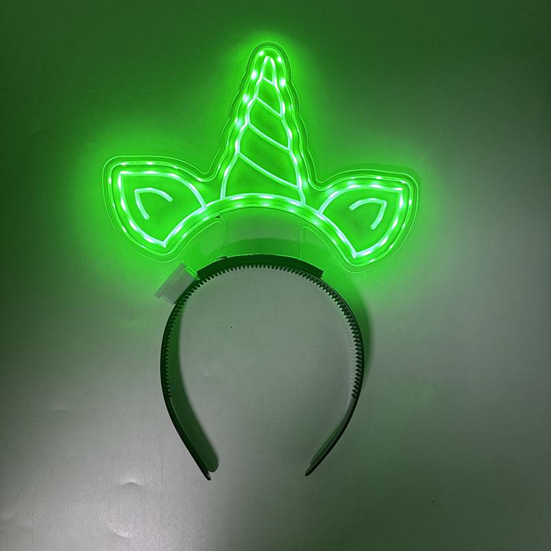 New Acrylic Neon Light Rabbit Ear Headband LED Glowing Bunny Hairband For Girl Bar Birthday Party Supplies Head Accessories