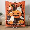 1pc Cats & Ghosts & Pumpkins Halloween Blanket  Seasonal Universal Home Decorative, Living Room, Travel, Camping, Car Blankets
