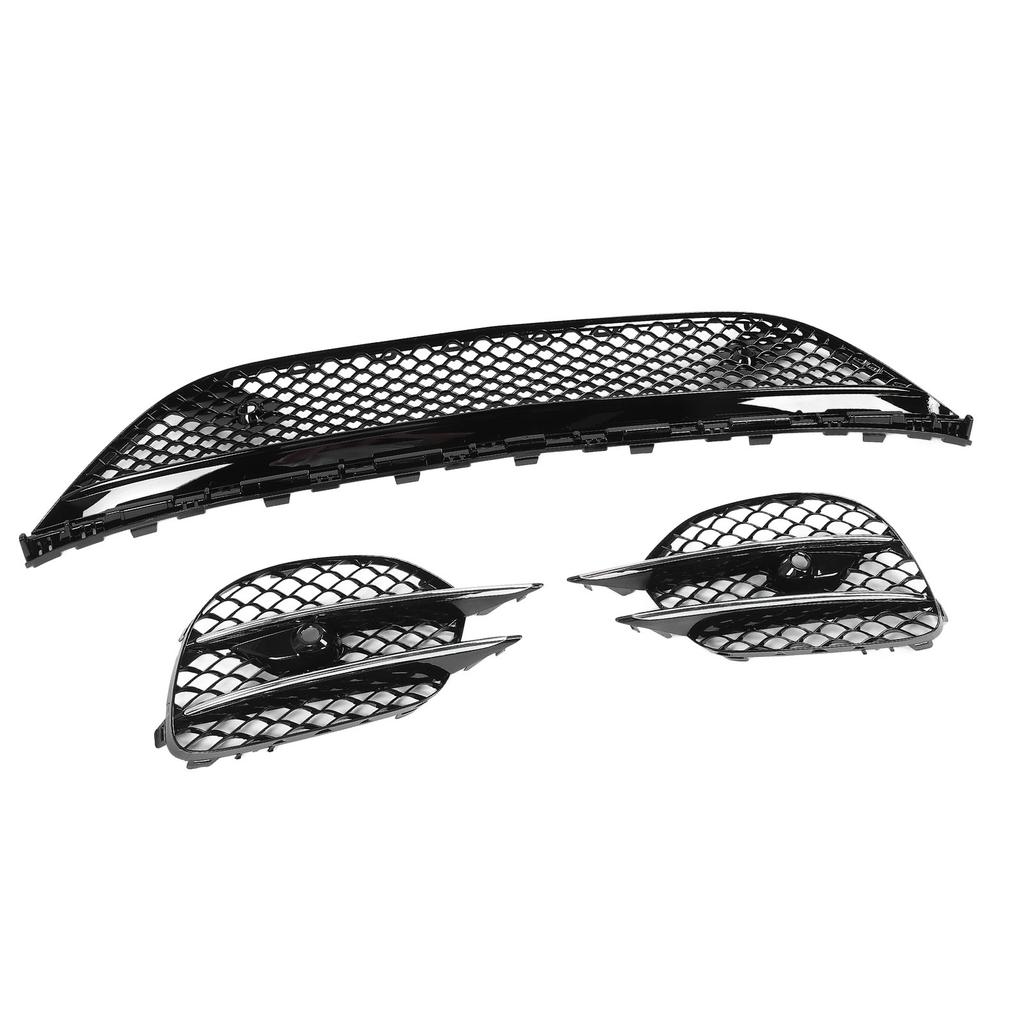 Glossy Black Front Bumper Under Grille Fog Grille Trim Kits 2228857100 S Class W222 Sedan Line 2018-2020