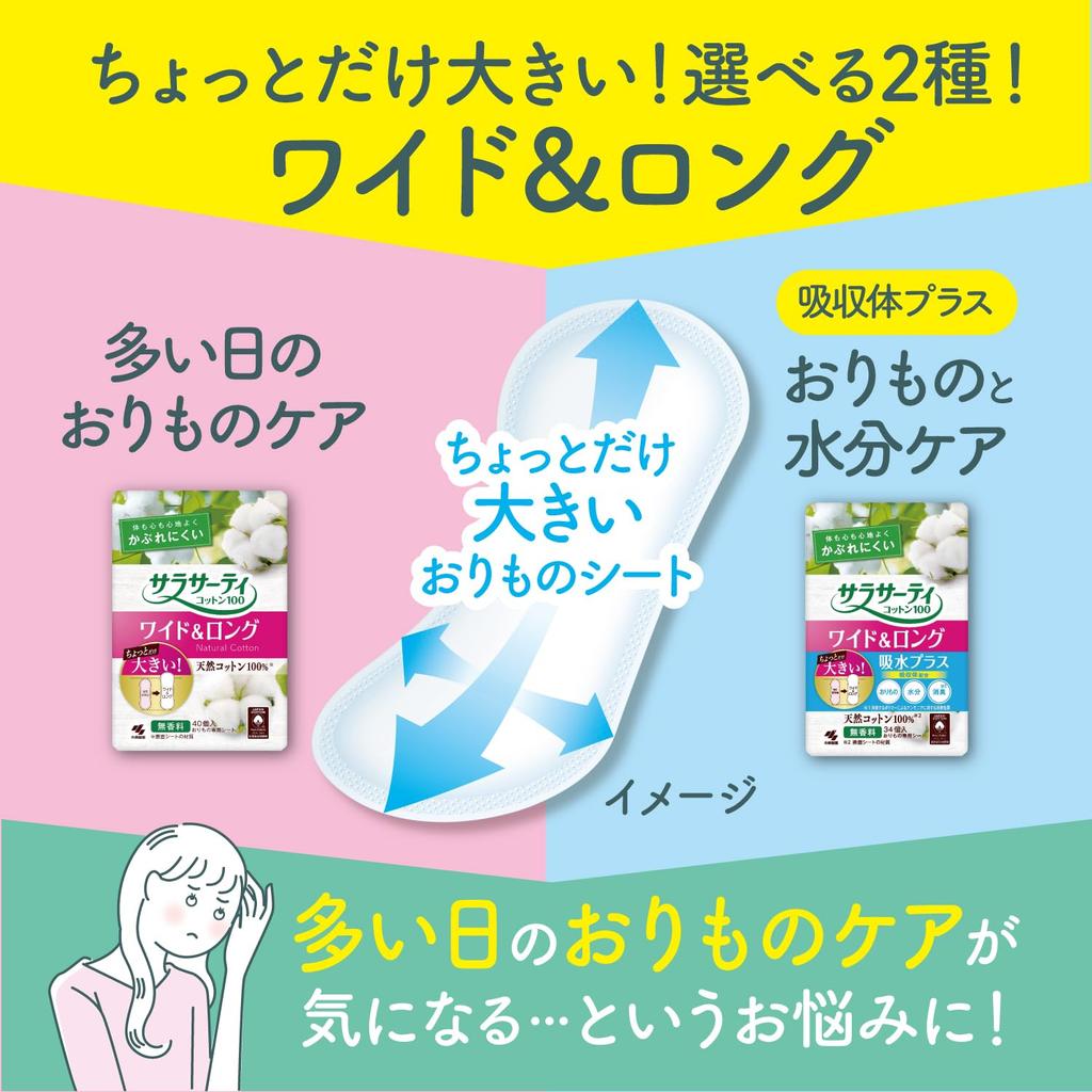 Sarasaty Cotton Wide Slightly Safe 40 Count X 3 Packs [Bulk Purchase] 100% & Long, Larger, Size, Unscented,