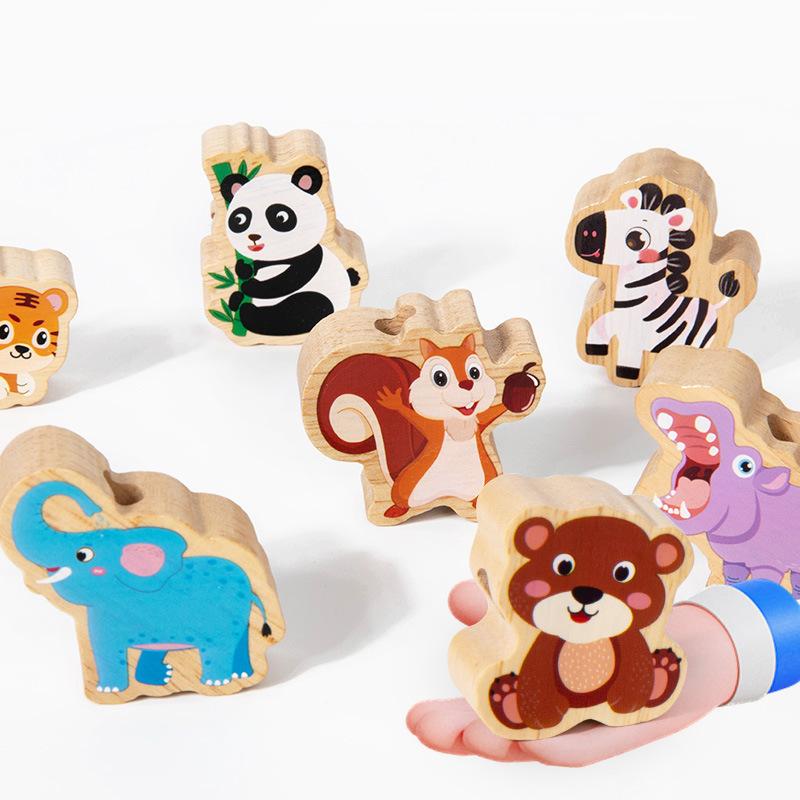 Holz-Kinder-Tier-Verkehrs-Perlen-Puzzle-Spiele, Konzentrationstraining, Feinmotorik, frühkindliche kognitive Spielzeuge