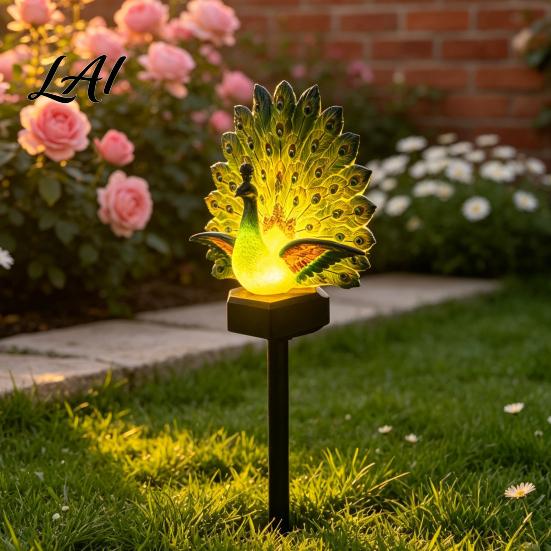 Solar Powered Path Light Peacock Garden Statue Outdoor Lighted Sculpture Waterproof Unique Mother's Day Gift LED for Patio Lawn Yard Pathway