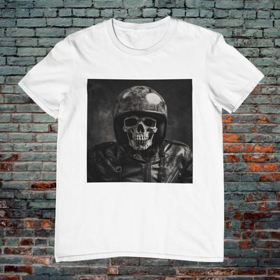 T-shirt Skeleton Chopper Motocykl Hot Rod Czaszka Metal Unisex V2 Koszulka Unisex
