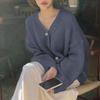 Knitted Cardigan for Women 2025 Autumn and Winter New Style Casual Loose V Neck Lantern Sleeve Knitted Sweater Top Pullover Sweater for Women