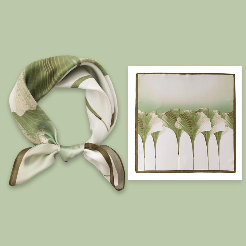 Elegant Silk Scarf Women 53x53cm Pure Mulberry Square Neck Floral Print Lightweight Accessory