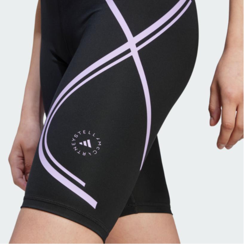 Adidas X Stella McCartney Letter Logo Print Colorblock Fitness Shorts Women Bottoms Black IB6804