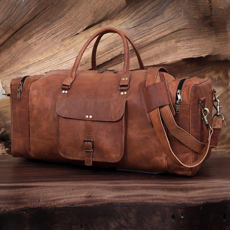 Handmade Leather Duffel Bag Travel Duffel for Men and Women Leather Holdall Bag Sports Gym Bag Personalized Groomsmen Gift Overnight Duffel