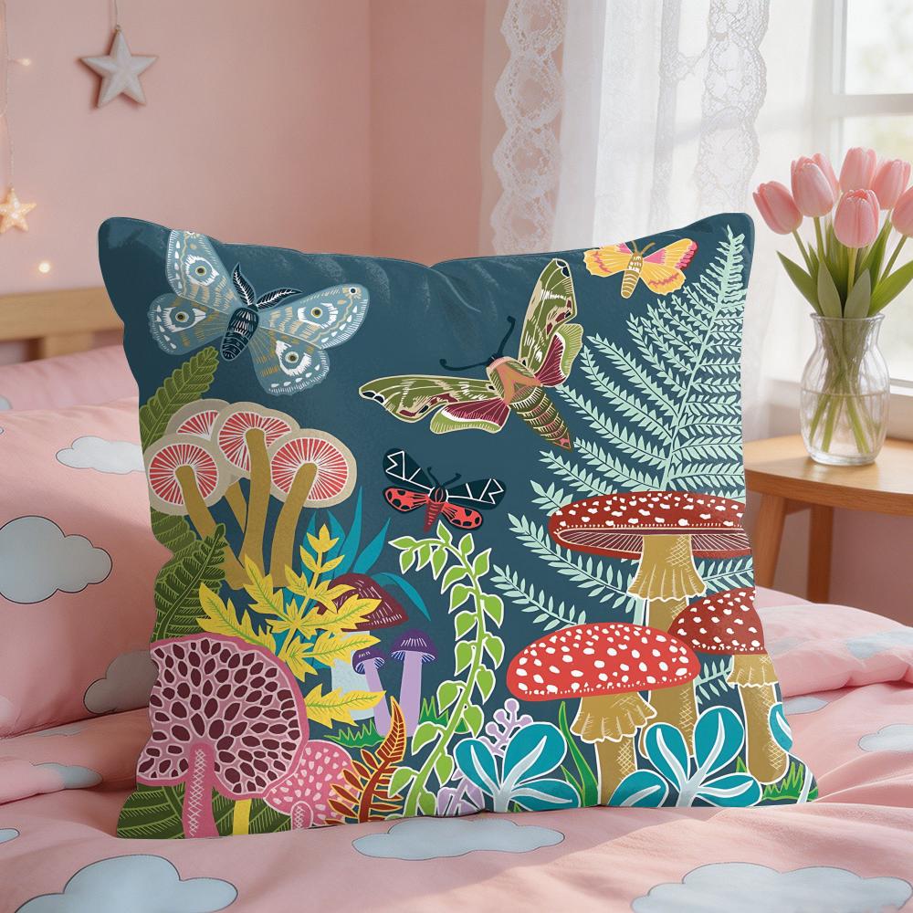 Retro Frühling Dorf Pflanzen Kissenbezug Quadratisch Kurzer Plüsch Kissenhülle Wohnzimmer Sofa Heimdekoration Funda X