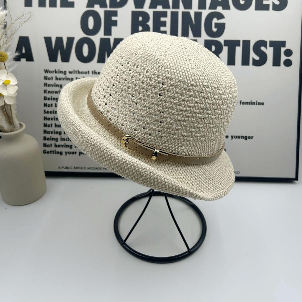 Temperament travel sunscreen hat women's thin breathable basin hat spring and summer new curling top hat sunshade bucket hat