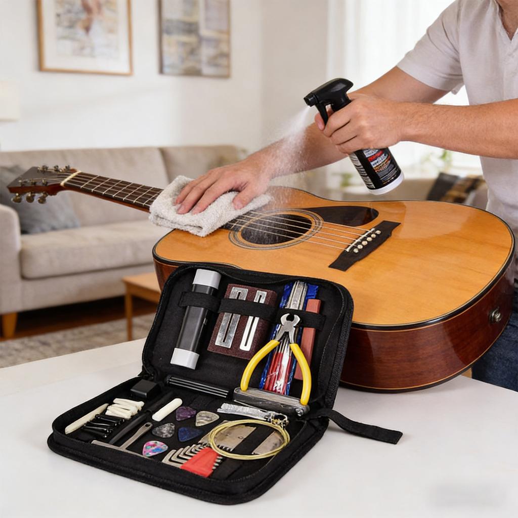 Komplettes Gitarren-Werkzeugset (77 Stück): Gitarre Und Wartungskit, Messlineal, Feile, Fingerlinge