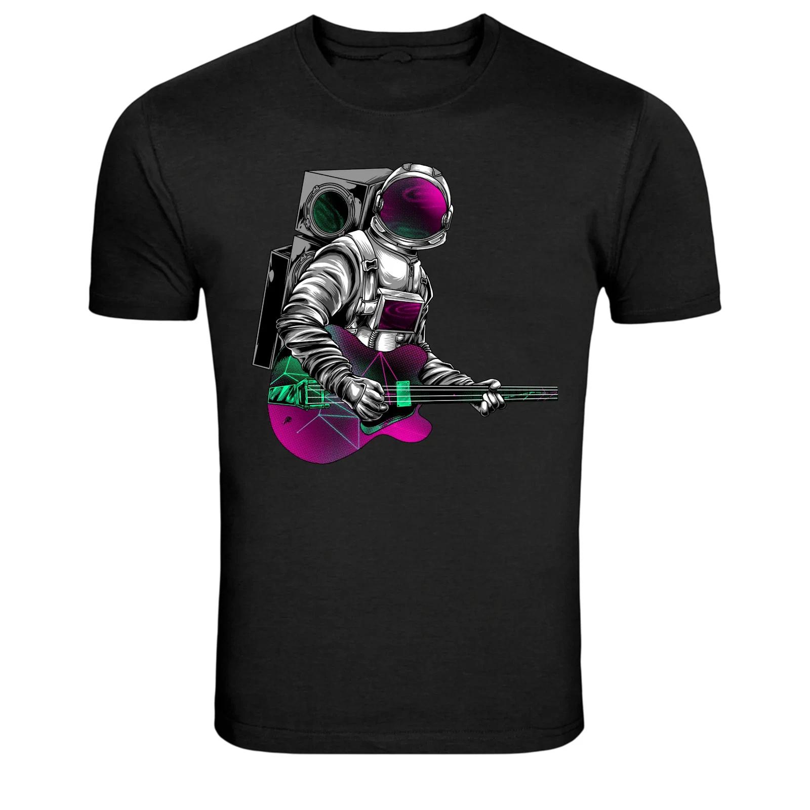 Astronaut Playing Guitar Space Music Graphic T-Shirt M