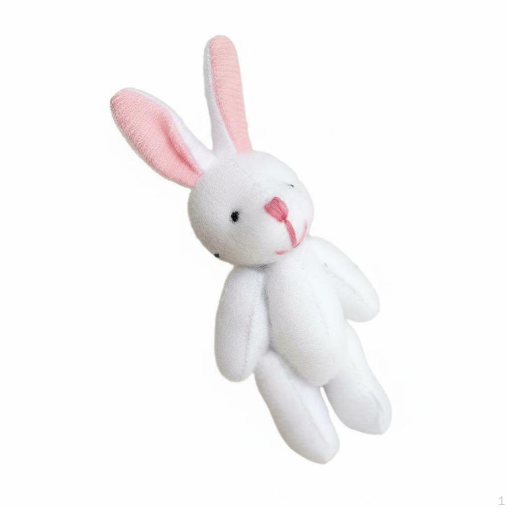 Mini Jointed Hare Plush Toy, Soft Animal Keychain, DIY Accessory, Random Color Offwhite Brushed