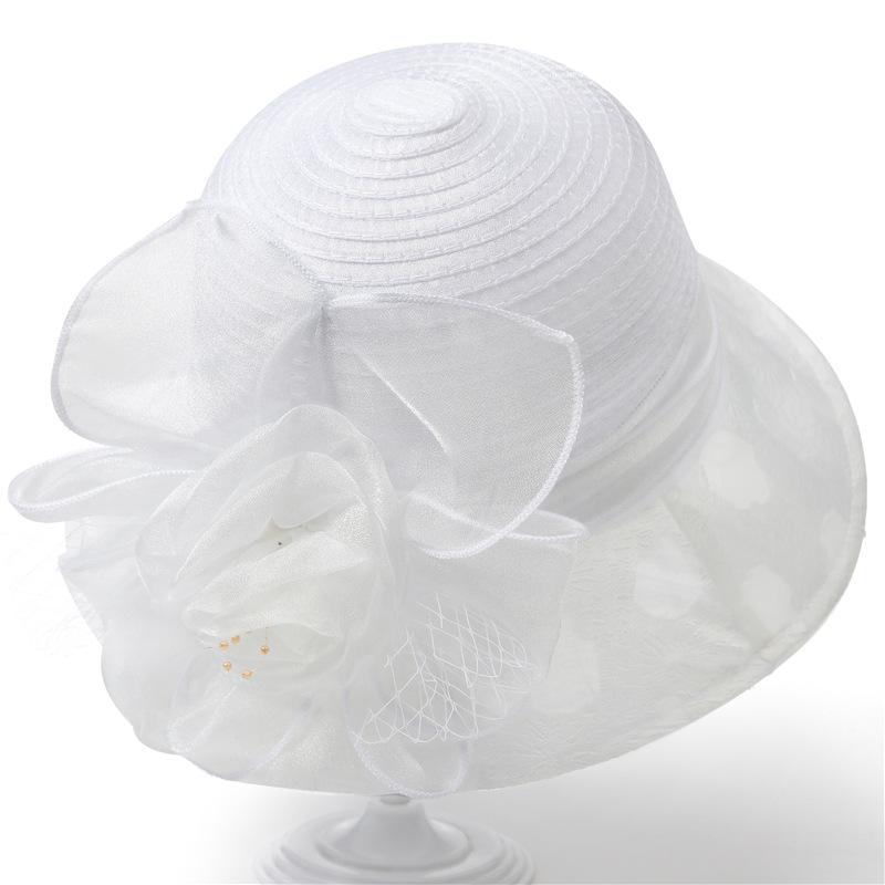 

Шляпа женская элегантная шляпа-ведро с цветком британское лето новая дышащая универсальная шляпа-панама цилиндр M（56-58cm） белый
