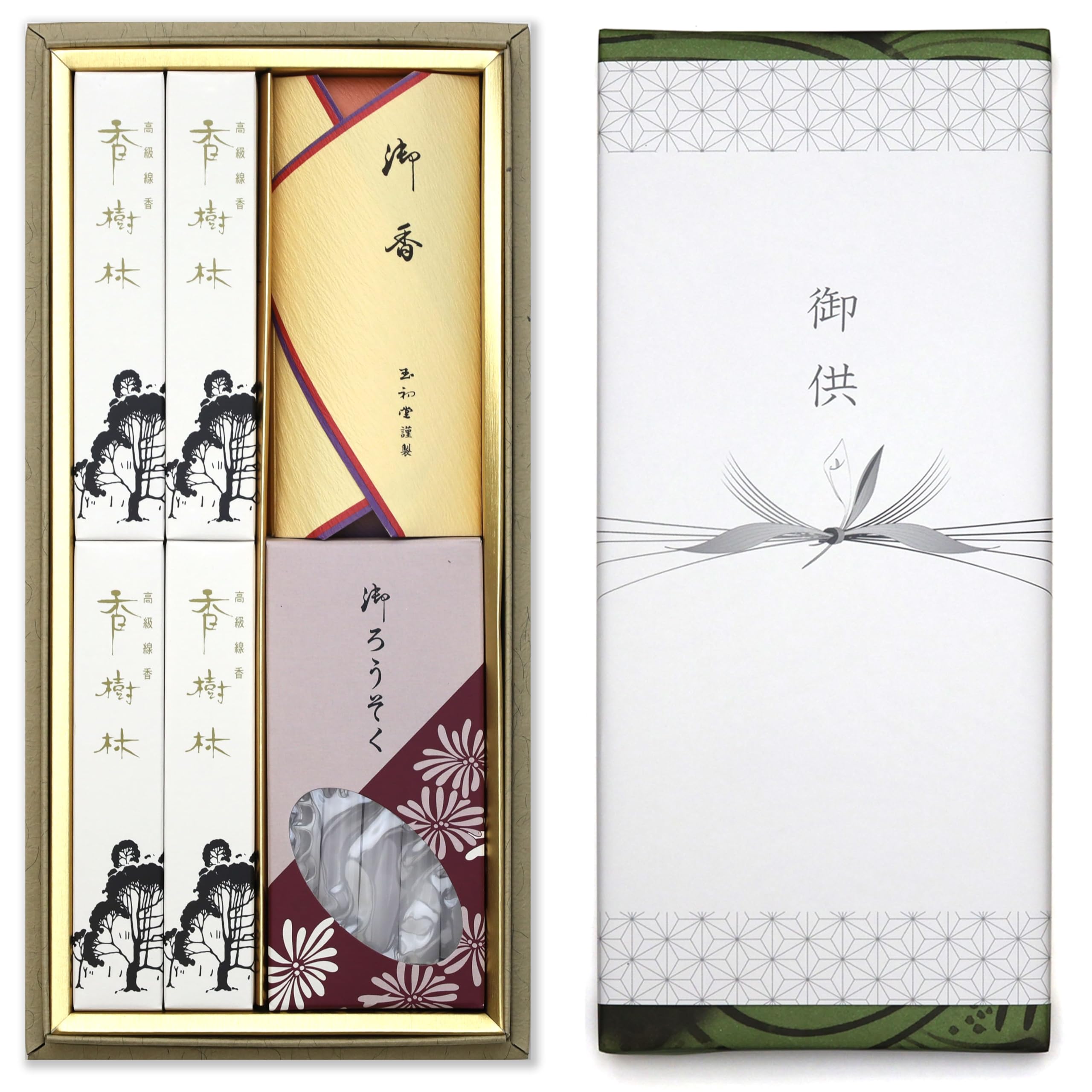 

Sympathy Incense Gifts 2 Types Sandalwood with Outer Made in Low Incense for Buddhist Memorial First and 49th Day [Kojurin Wrapping, Candle] Japan,