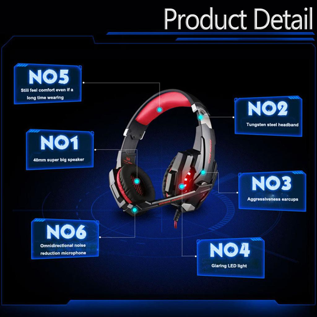 G9000 3.5mm Gaming Headphone Stereo Game Headset Noise Cancellation Earphone with Mic LED Light Volume Control for PS4