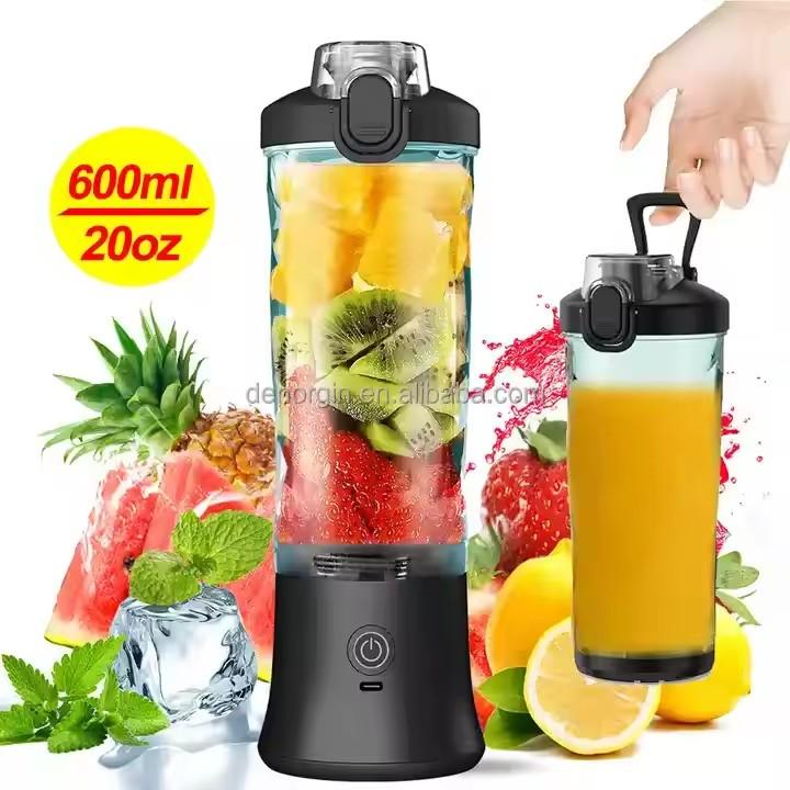600ml Portable Blender 240W USB Rechargeable Electric Juicer with 6D Blades, BPA-Free, 4000mAh Lithium Battery, Quick Charge, Small Container for