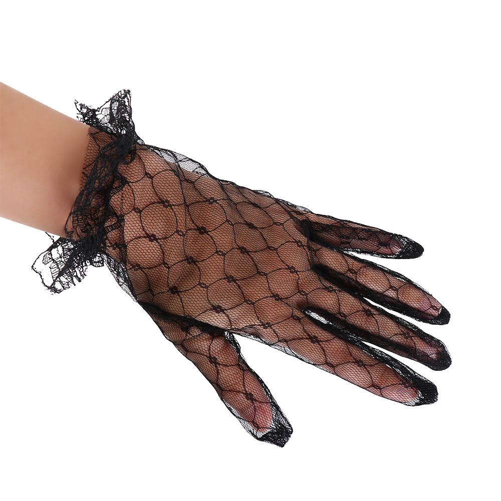 Cosplay Short Autumn Dinner Dress Banquet Wedding Bridal Mesh Gloves Thin Mittens Lace Gloves