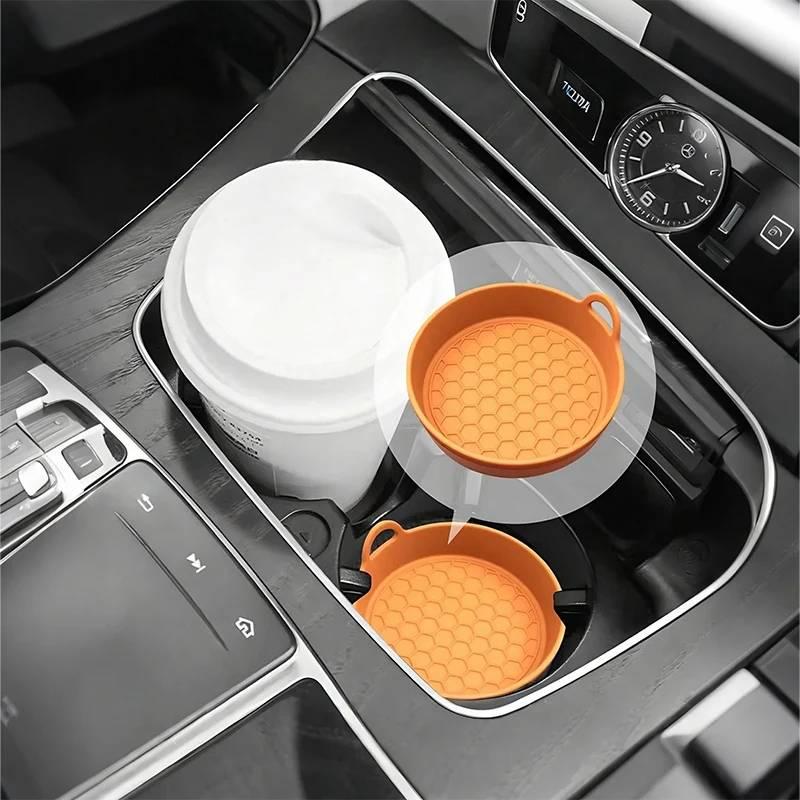 2 Silicone Car Coasters Non Slip High Temperature Resistant Thickened Flexible Pad for Car Cup Holders Protection