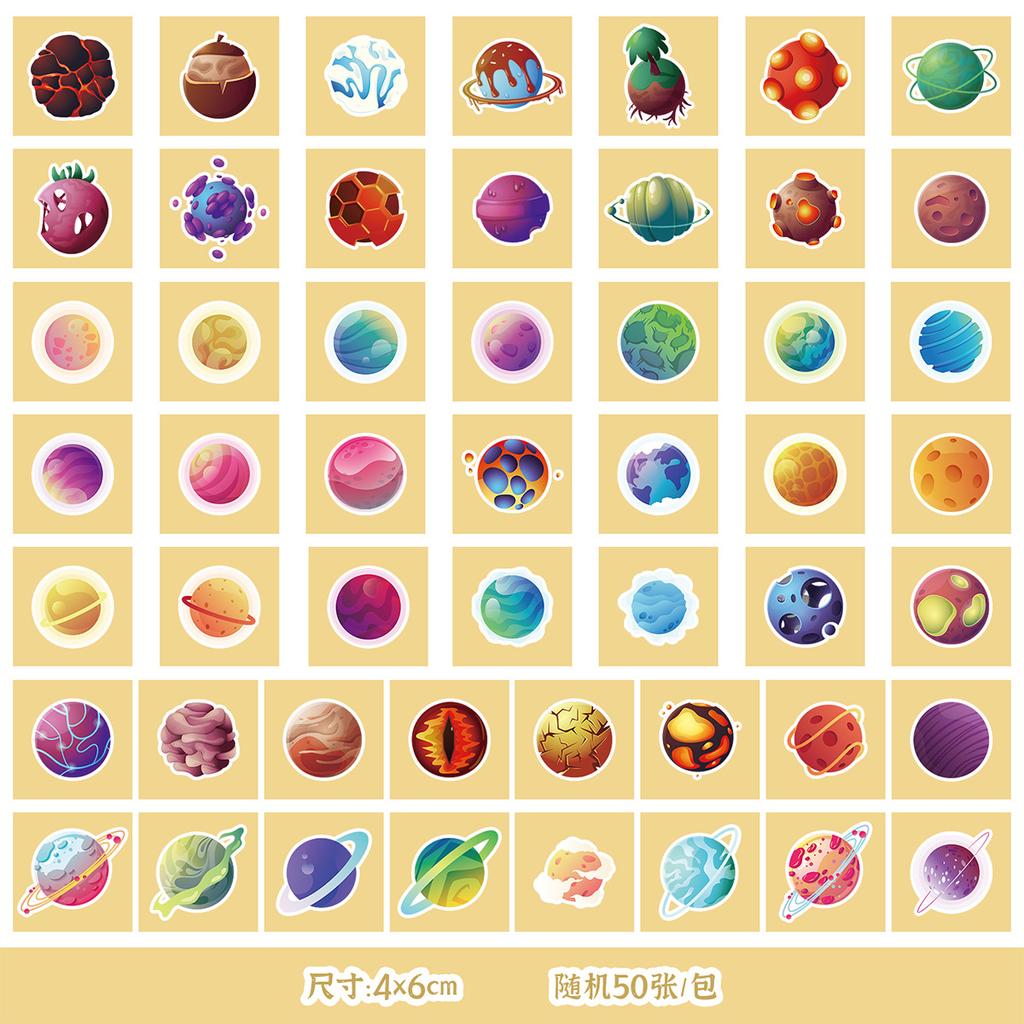 50/100 Cosmic Starry Sky Astronaut Stickers Mobile Water Cup Waterproof Decorative Stickers Children's Hand Account Stickers