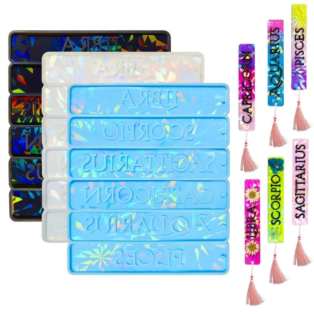 2 Stück Langlebige Silikonform DIY Holografische Lesezeichenformen 12 Sternzeichen Designs Gussform Leicht zu Reinigende Formen