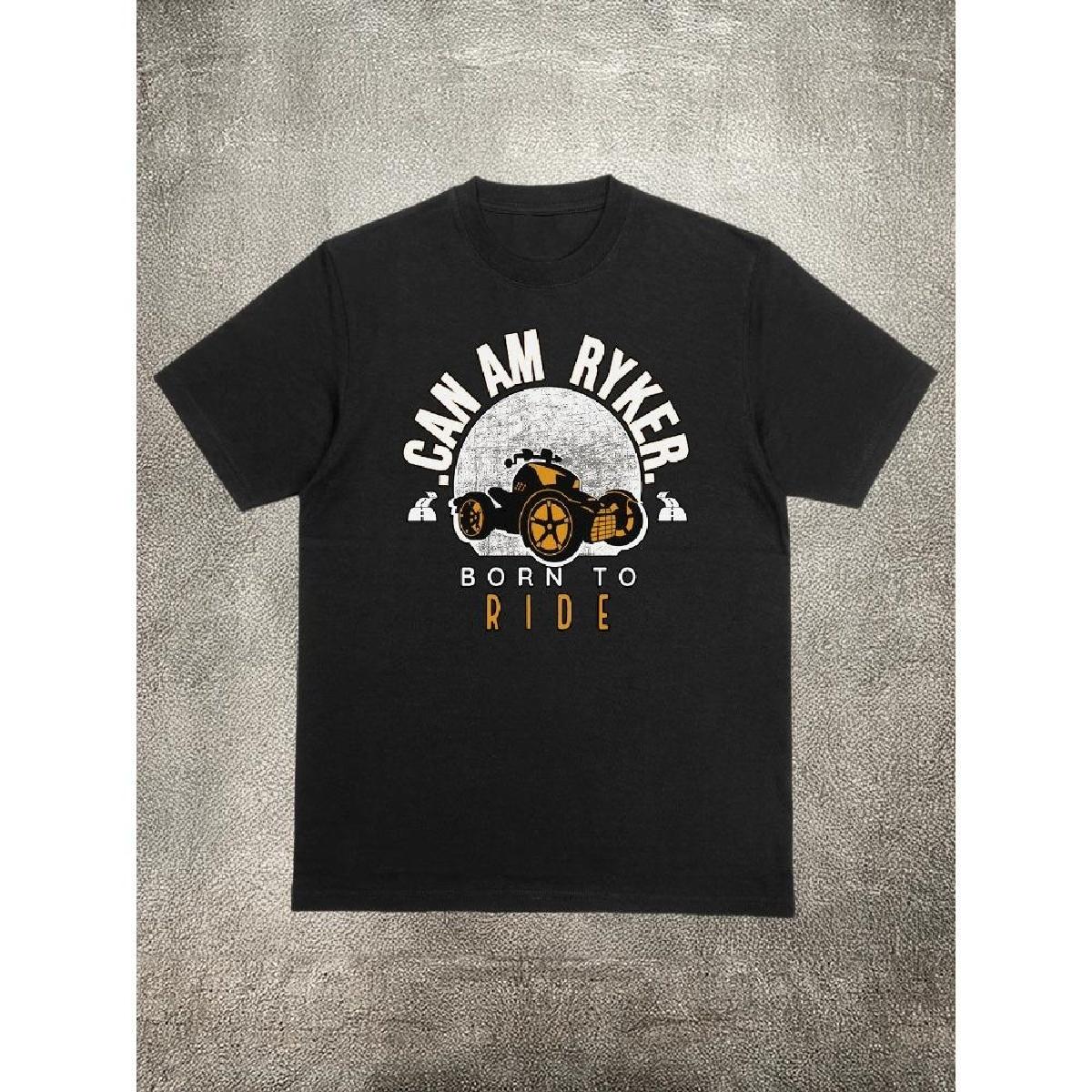 

200g Cotton Men s T - Shirt, _CAN AM RYKER Born to Ride_ Theme Pattern, Heat - Transfer Printed, for Daily Casual Wear XXXXXL чёрный