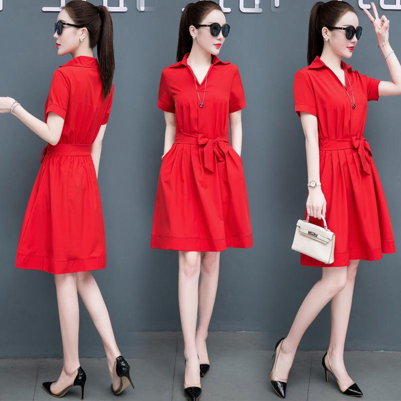 2024 Women's Summer Slimming Dress - Stylish, Belly-Concealing with Skirt Collar