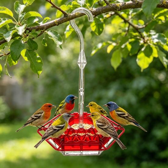 2Pcs Hanging Hummingbird Feeders Saucer Style Bird Feeders with 30 Feeding Ports Ant Moat Bee-Proof Hummingbird Nectar Feeder for Outdoor Backyard
