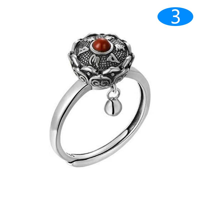 1Pc Retro Traditional Anxiety Relief Ring Adjustable Fidget Jewelry Women Gift Rotate Freely Anti Stress Ring