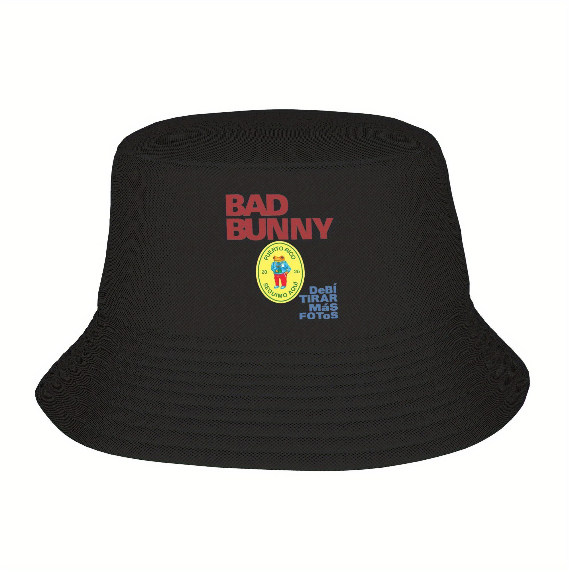 

Trendy Bads Bunnys Debi Tirar Mas Fotos DTMF Bucket Hat Unisex Foldable Outdoor Fishing Hats Travel Headwear