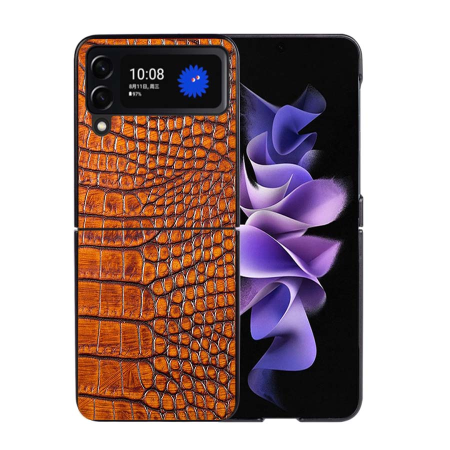 It looks like Real Snake Skin Phone Case For Samsung Z Flip 7 6 5G Galaxy Z Flip4 Z Flip5 Z Flip3 Coque Black Hard PC Shell Prot