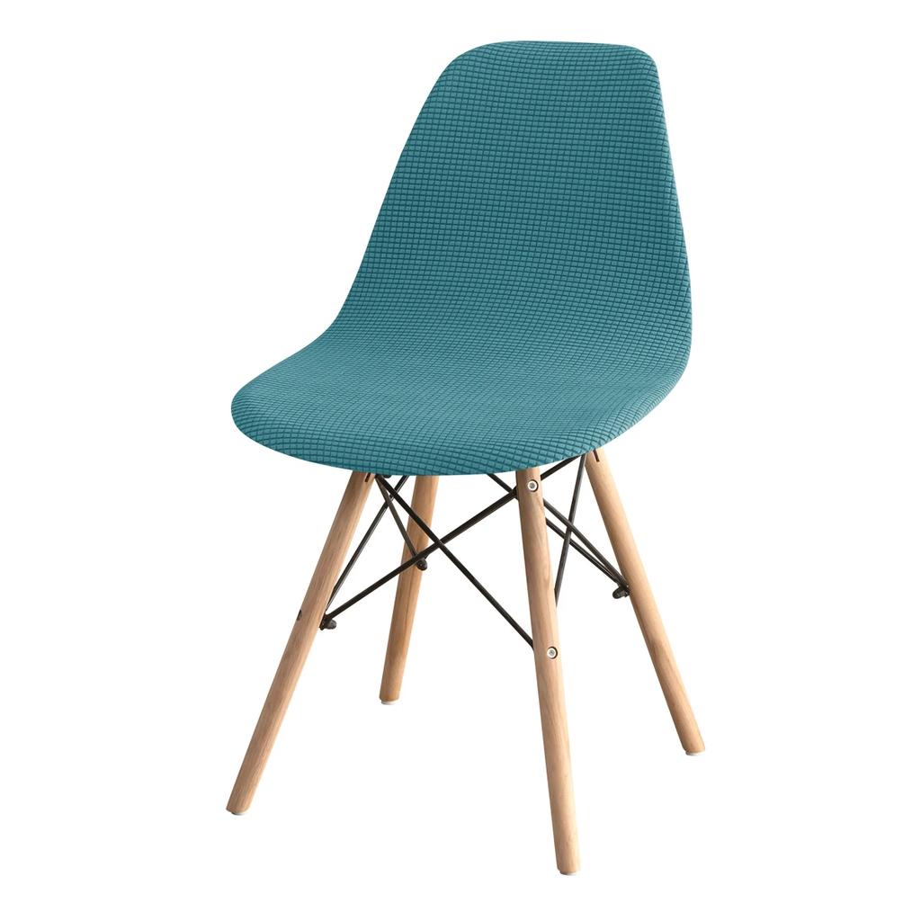 1PC Polar Fleece Shell Chair Cover Solid Color Jacquard Dining Chair Slipcover Stretch Anti-dust Seat Cover for Living Room Home