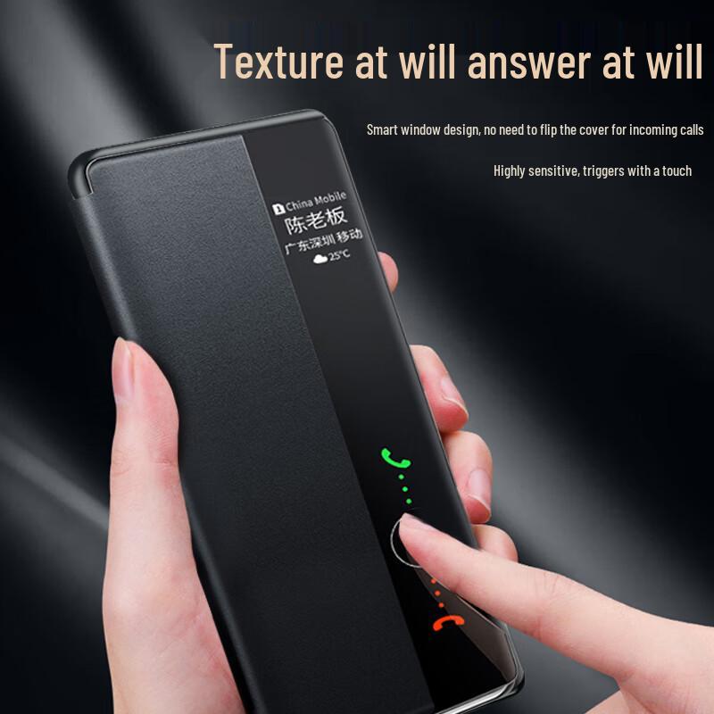 KOOLIFE Smart View Genuine Leather Flip Case