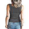 Women's Summer Ribbed Tank Tops Sleeveless Button T-Shirt Casual Vest Shirts