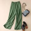 Pantaloni Estivi da Donna Cotone Lino Vita Elastica Gamba Larga Casual Leggeri Monocolore Palazzo Pantaloni Donna Fondo