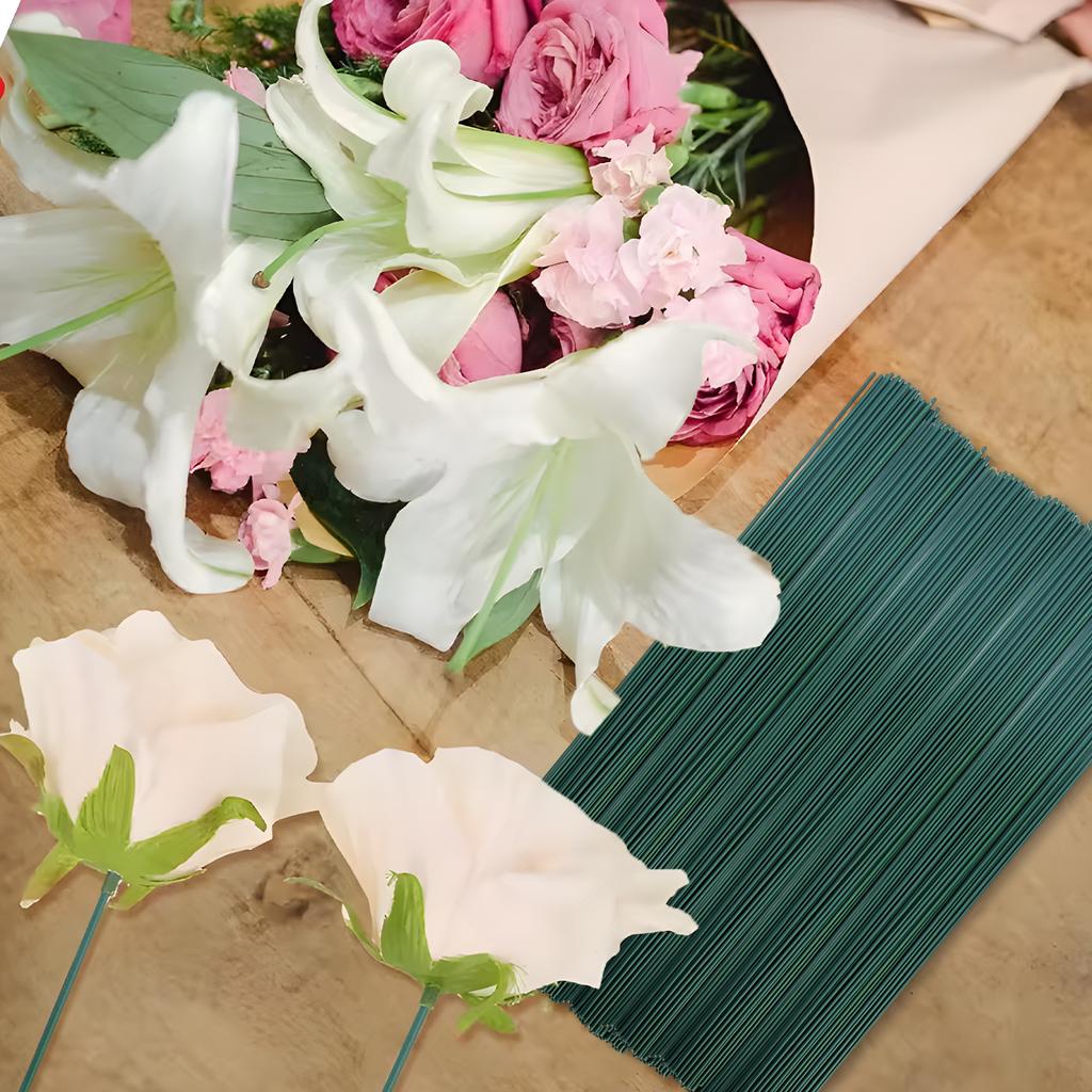 50/100pcs Artificial Green Flower Stem for Home Decorations DIY Floral Material Handmade Wire Stems Plastic-clad Iron Sticks