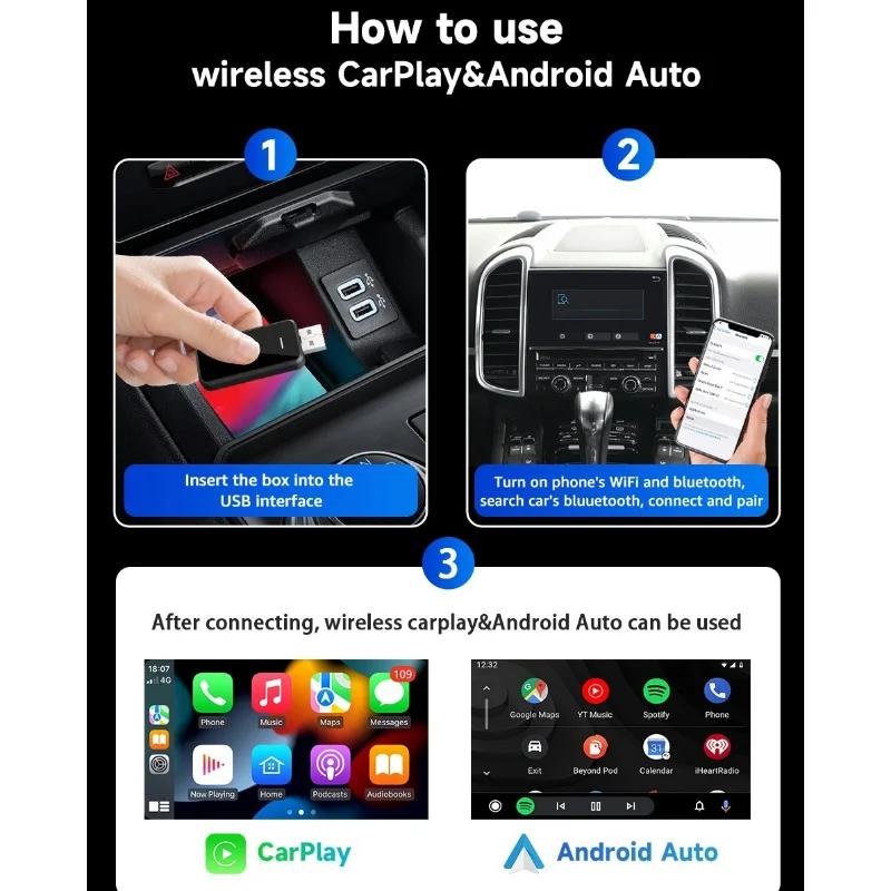 OEM Original 2in1 CarPlay Android Auto Wireless Adapter Kabelgebundenes Drehen Drahtlose CarPlay Mini Box Bluetooth WiFi Schnelle Verbindung