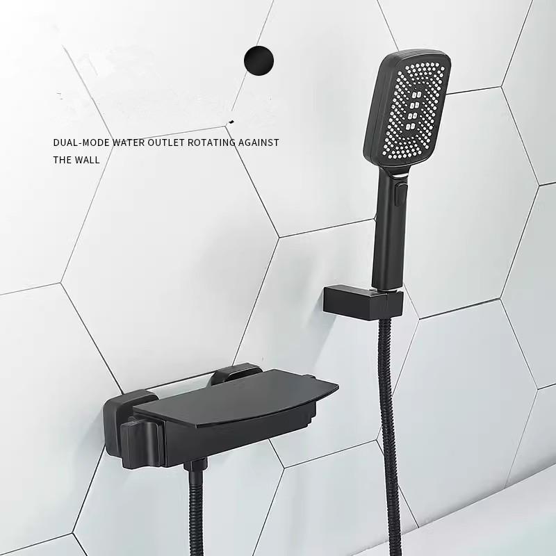 

Tuqiu Серый смеситель для ванны и душа, настенный, латунный, золотой, водопад, смеситель для ванны и душа, черные, латунные, смесители для ванной чёрный