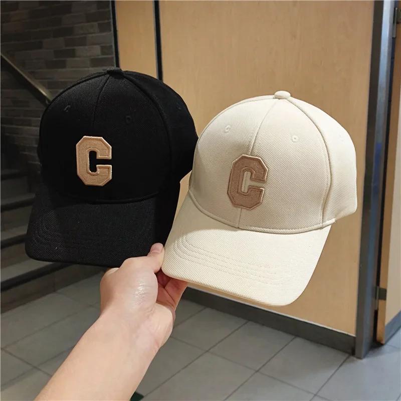 Simple Letter C Embroidered Baseball Cap For Men Women Solid Color Adjustable Sun Hat Unisex Casual Hip Hop Urban Street Style Dad Trucker Cap
