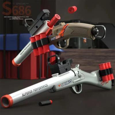 S686 Pistola de Brinquedo Lançadora de Cápsulas Bala Macia Lançador Airsoft Esportes ao Ar Livre Jogo CS Pistola Atirador Brinquedo Divertido para Meninos Presente