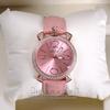 GUOU purple rose gold women luxury brand full rhinestone watch ladies genuine leather band quartz watch women famous wristwatch
