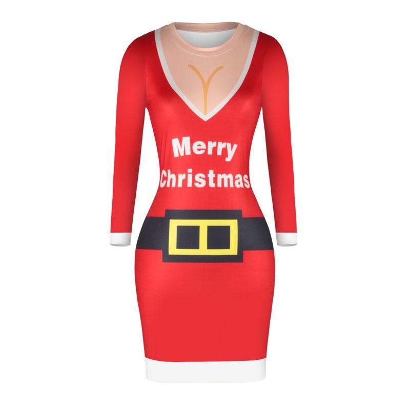 

Elegant Womens Knitted Christmas Elf Costume Jumper Dress With Sexy Tight Fit Type7,Tag XL=US M