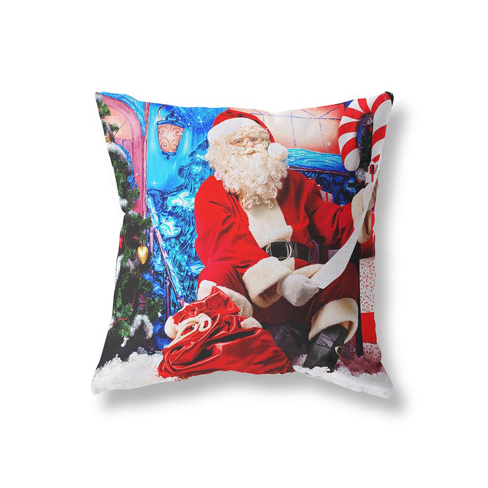 Merry Christmas Santa Claus Print Pattern Cushion Cover Home Living Room Sofa Decoration Square Pillow Pillow Cover