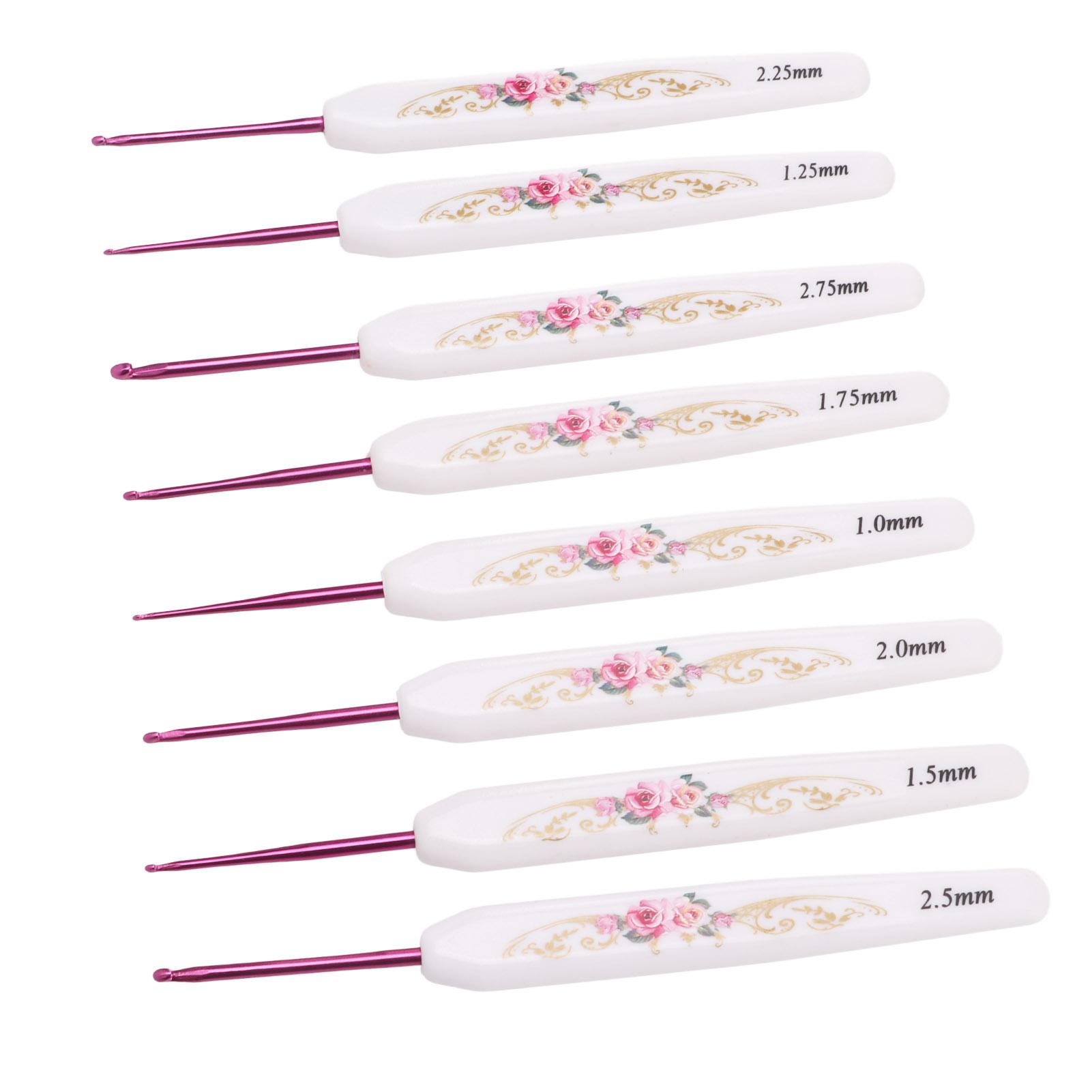 

8 шт. Крючки для вязания, ручная полировка, эргономичная ручка, набивной узор с красными цветами, алюминиевое вязание