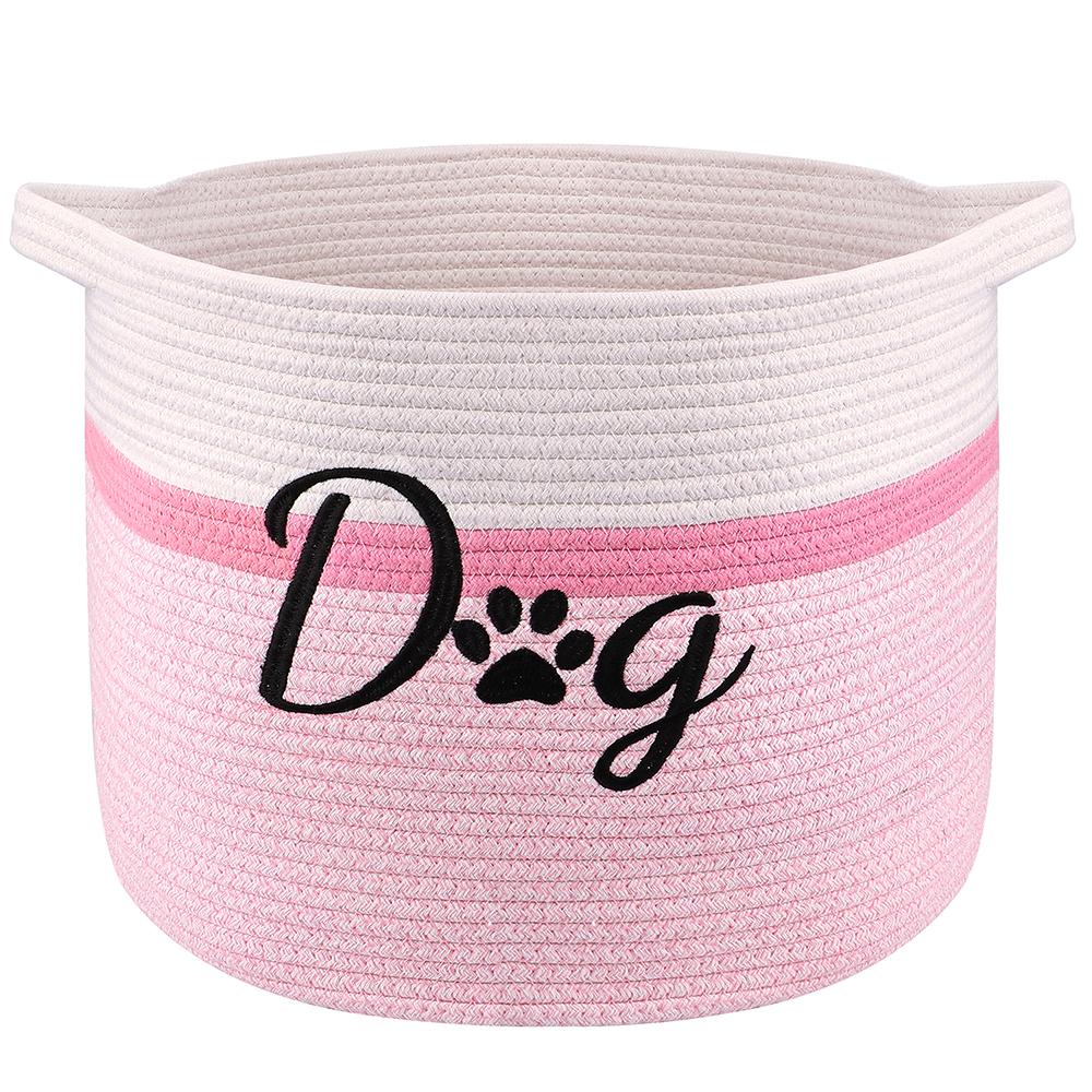 

Складная корзина для хранения игрушек для собак, симпатичная холщовая сумка с принтом лапы для собак, ящик для хранения игрушек для домашних животных, одежды, аксессуаров для собак и кошек, зоотовары, розовый цвет 40x31cm розовый