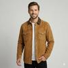 Tan Brown Button Shirt Trendy Real Soft Suede Lambskin Leather Fit Men’s Stylish