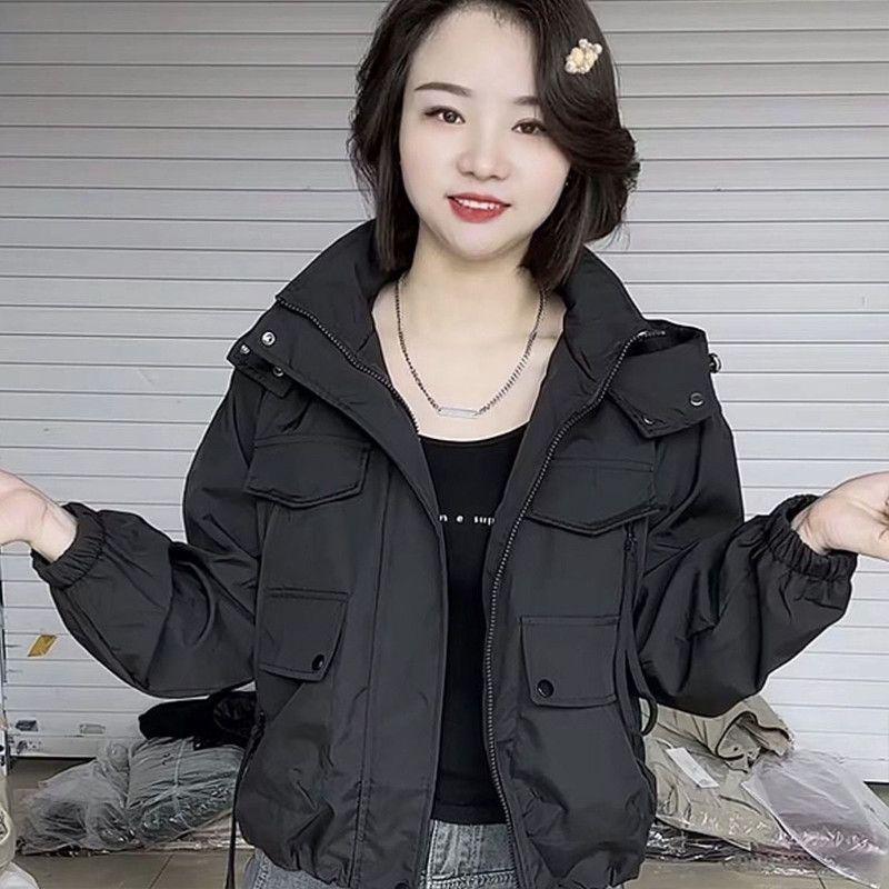 

2025 Stylish Early Spring Women s Casual Versatile Hooded Windbreaker S (suggested 40-50kg)