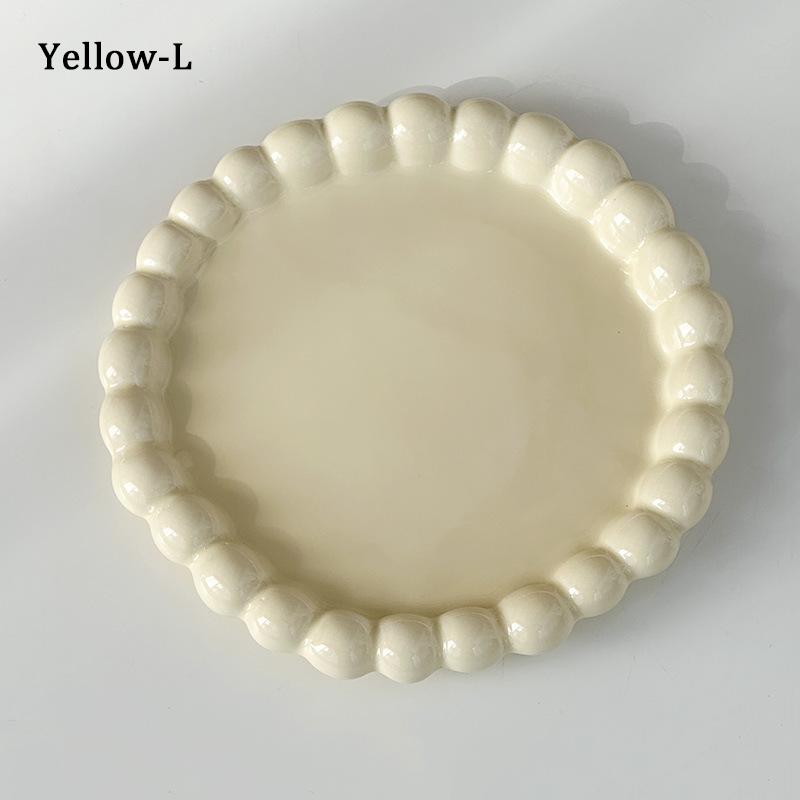 Ins Style Beaded Dessert Plate French Western Food Plate Ceramic Breakfast Plate Ornaments Poses Ceramic Dishes