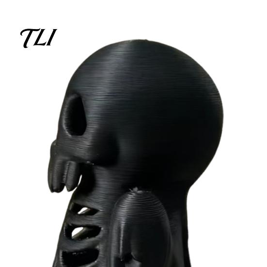 3D Printed Skull Sculpture Cthulhu Statue, Gothic Hollow Skeleton Decor, Matte Black Dark Theme Home Decor Horror Figurine for Bedroom Office