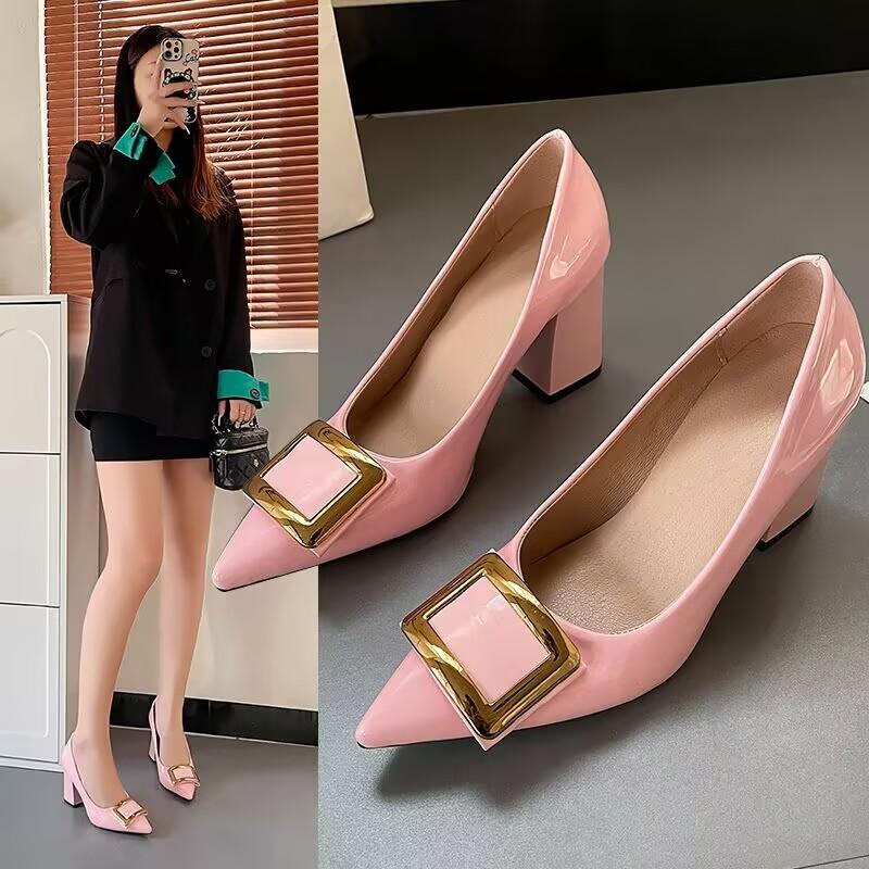 2025 Femininas Women Fashion Black Elegant High Heel Shoes for Party Lady European Style Office Comfort Pumps