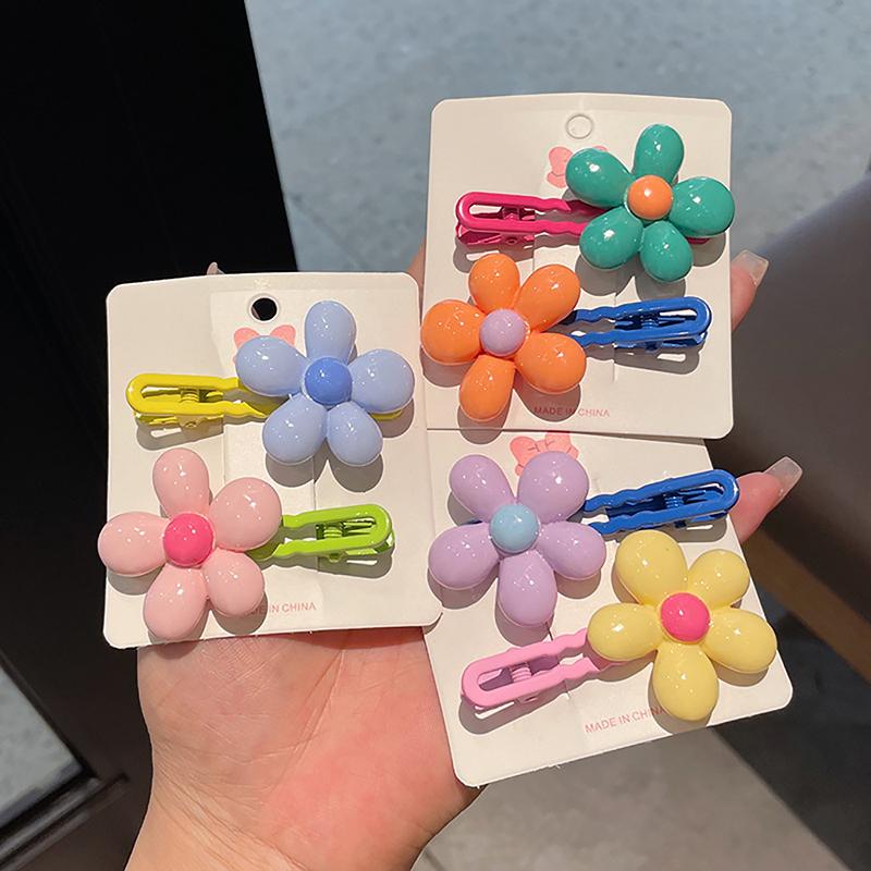 2 Stück Einfache Blume Baby BB Clips Mädchen Haarspangen Haarspangen Kinder Kopfschmuck Kinder Haaraccessoires Pony Haarspange Kopfschmuck